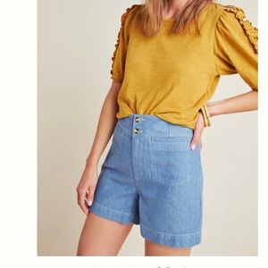 NWT Anthropologie Ella Tailored Denim Shorts, Size 2